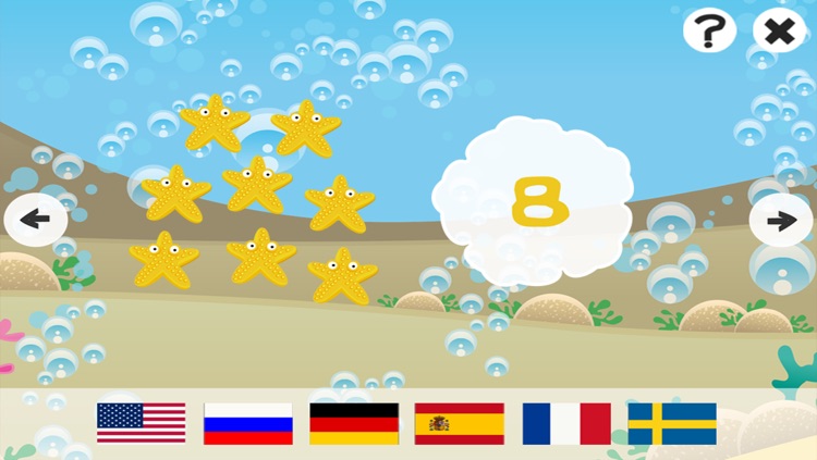 Ocean Counting Game for Children: Learn to count the numbers 1-20 in 7 languages