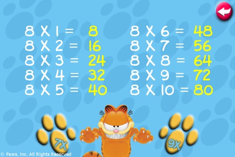 Multiplication Tables with Garfield screenshot 2