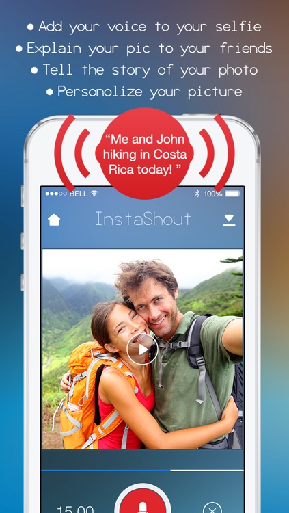 InstaShout +  Add recorded voice comments, narration & voiceover to yr IG and FB photo pic posts! screenshot-3