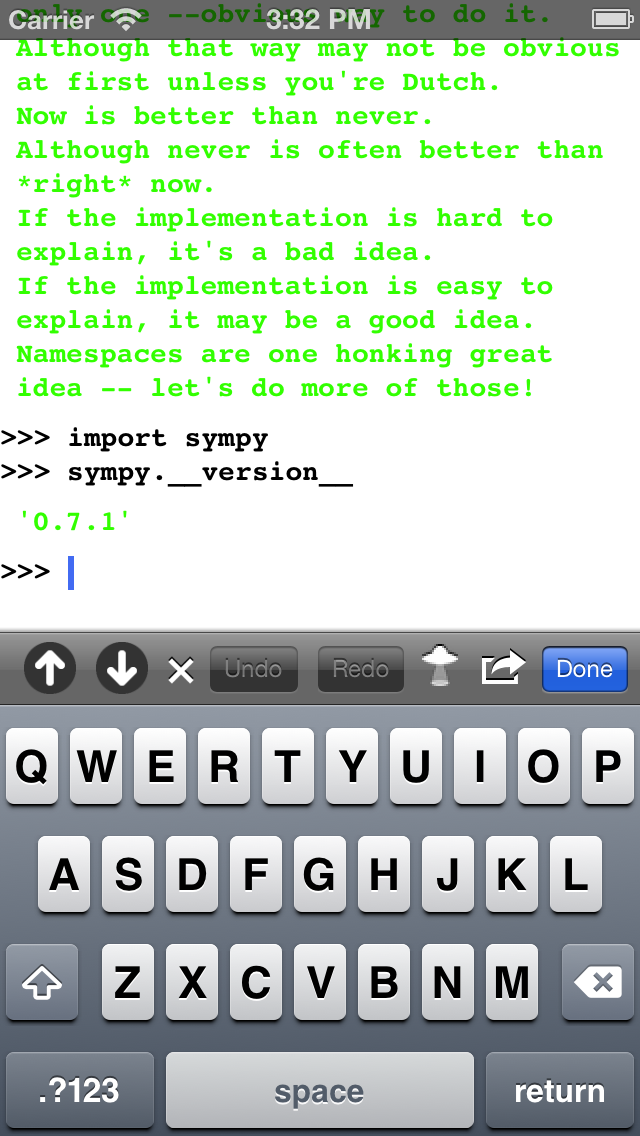 Python 2.7 for iOS Screenshot 1