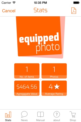 equipped photo FREE • create a PDF of your camera equipment screenshot 4
