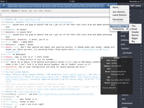 Mango IRC HD - Chat client screenshot 4