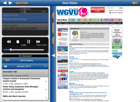 WGVU Real Oldies App for iPad screenshot 3