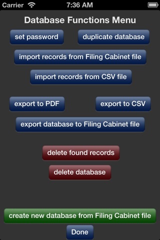Filing Cabinet Free for iPhone - mobile database screenshot 2