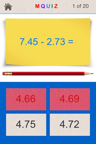 Subtracting Decimals MQuiz - Math Quiz, Drills and Practice for Elementary, Middle and High School Education screenshot 3