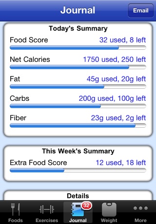 Nutrition Menu - Calorie, Exercise, Weight & Water Tracking Screenshot 2