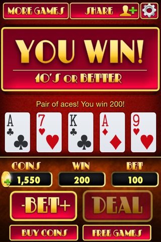 Video Poker Tens or Better - Free Casino Card Game screenshot 4