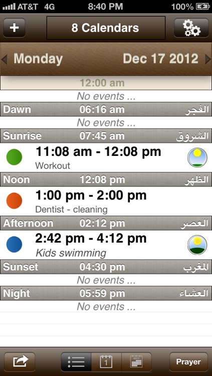 Guided Calendar ~ prayer times integrated in your calendar with Hijri date