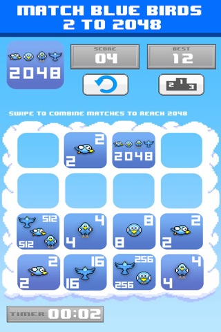 Blue Bird 2048 - Impossible Flappy Puzzle screenshot 2