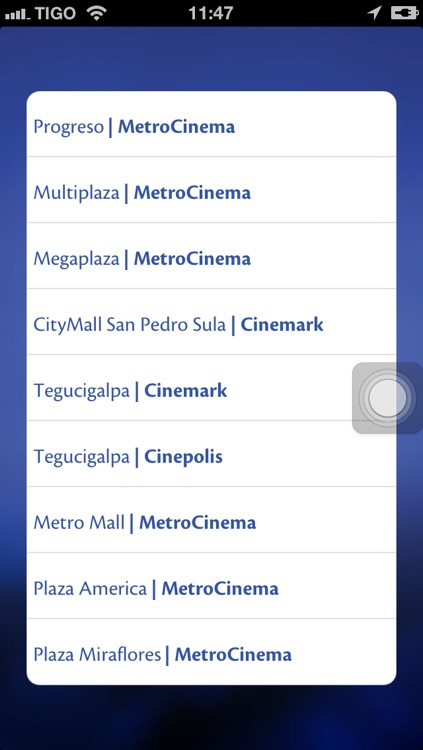 Cine Cartelera Tigo Honduras