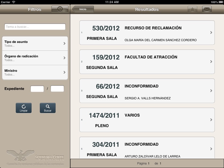 Sentencias y Datos de Expedientes de la SCJN