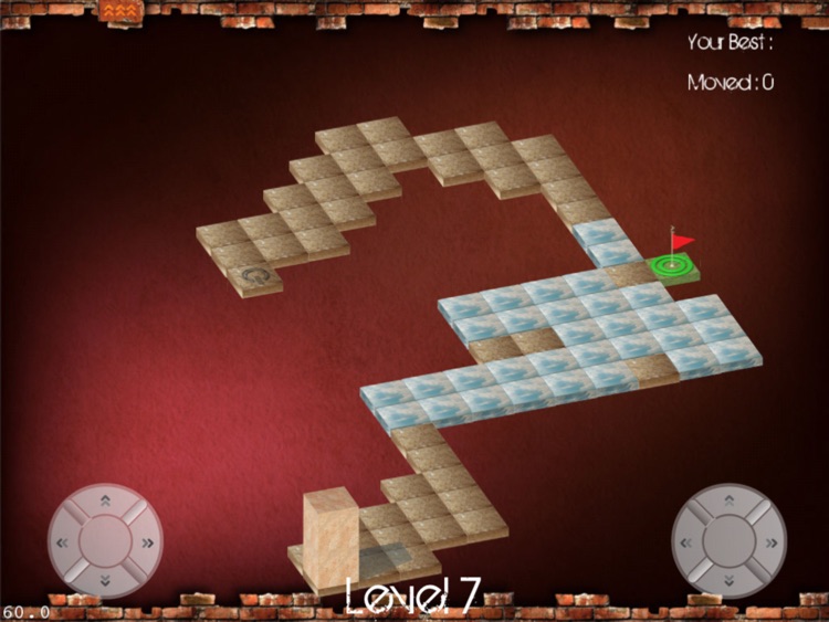 Bloxorz HD - version for iPad : Stick cube puzzle game, try to drive on the brick square to the hole with minimum step