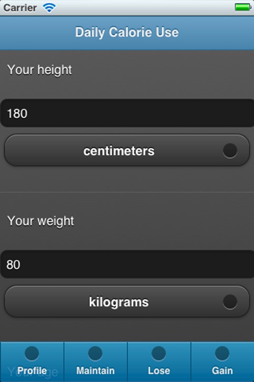 Calory Use - Recommended calories, carbohydrates, proteins and fats intake to loose, maintain or gain weight