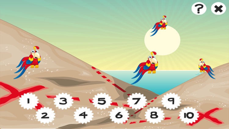 Pirate counting game for children: Learn to count the numbers 1-10 with the pirates of the ocean