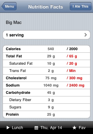 Restaurant Calorie Counter screenshot 4