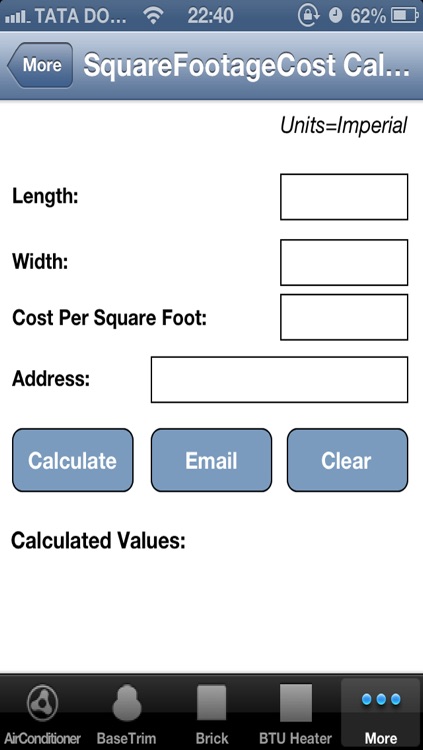 Square Footage Cost Calculator