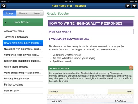 Macbeth York Notes AS and A2 for iPad screenshot 3