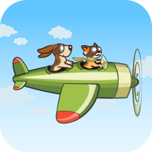Tappy Cat and Dog Flying a Plane Kids and Family Game iOS App