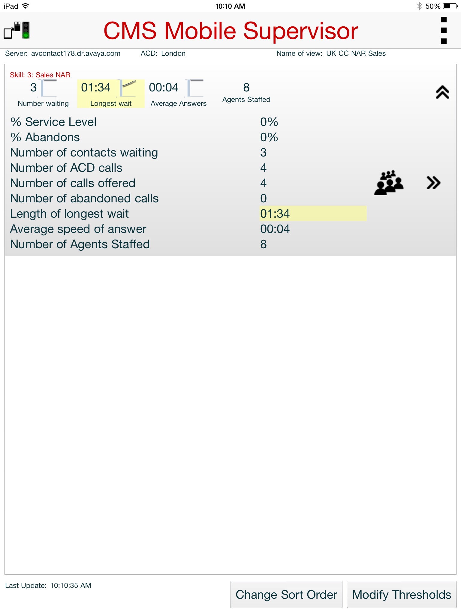 Avaya Call Management System Mobile Supervisor screenshot 3