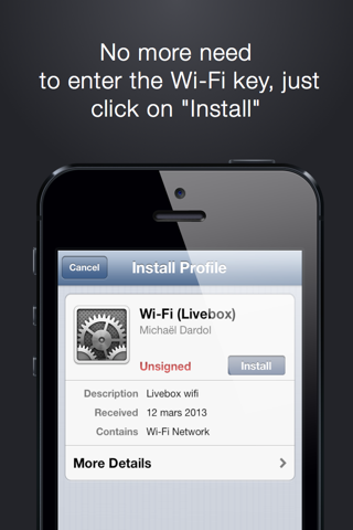 Cloud Wifi : save, sync with iCloud and share wifi keys by email, iMessage and bluetooth screenshot 3
