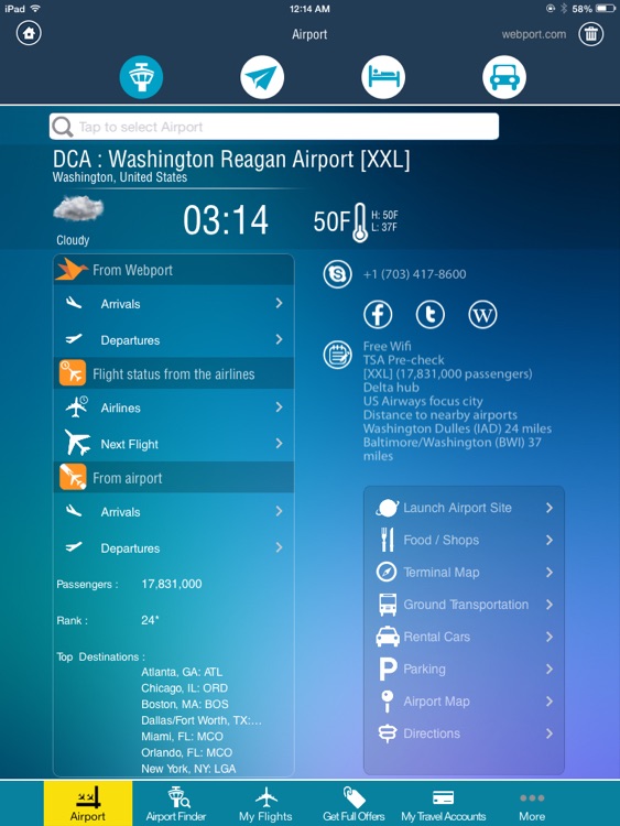 Washington Reagan National Airport DCA+Flight Tracker HD