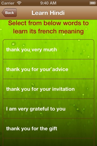 Learn Hindi: For Party - Emotions - Express yourself - Basic words - Female voice screenshot 2