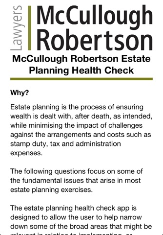 McCullough Robertson Estate Planning Health Check screenshot 2