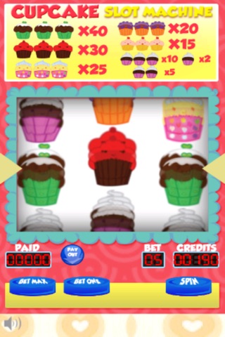 Cupcake Slot Machine - Frosting Gambling Casino Free screenshot 2
