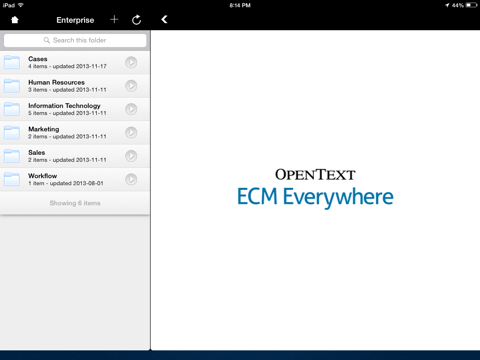 Скриншот из OpenText ECM Everywhere