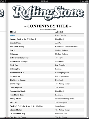 Rolling Stone Magazines Top 500 Songs MetroLyrics