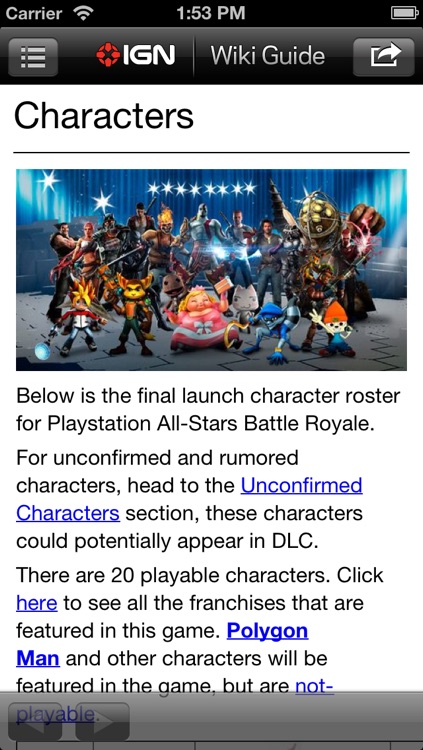 IGN App For PlayStation All-Stars Battle Royale
