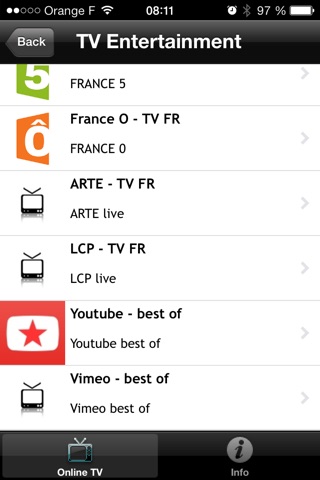 Tv Mobile : tv and video links on your mobile screenshot 2