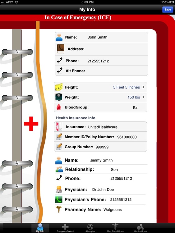 ICE for iPad (In Case of Emergency Info)