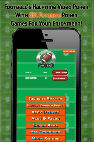 Football's Halftime Video Poker - Six Fun Vegas Style Card Games screenshot 2