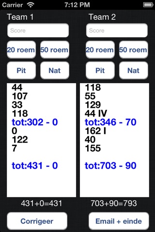 Score applicatie screenshot 3