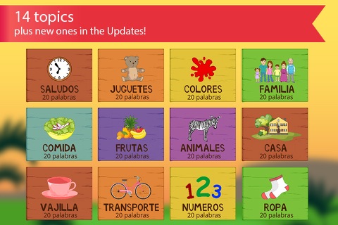 Spanish for kids with Benny. Learning Spanish language by flashcards: colors and numbers, greetings and family, food and fruits, animals and remember the pronunciation of words FREE screenshot 3