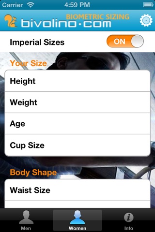 Bivolino Biometric Sizing screenshot 2