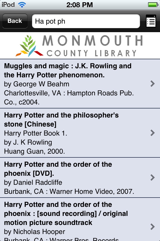 Monmouth County Library screenshot 2