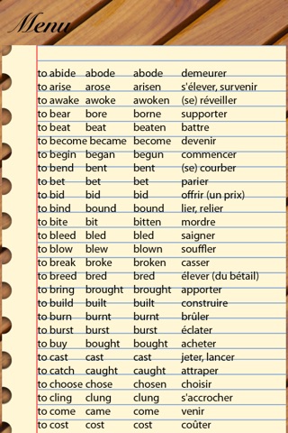 Les Verbes Irréguliers Anglais screenshot 2
