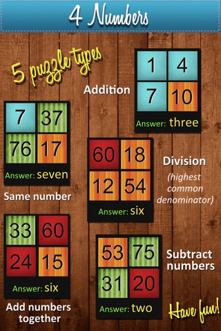 4 Numbers Free - 1 Word Math Crossword Grade Game screenshot 2