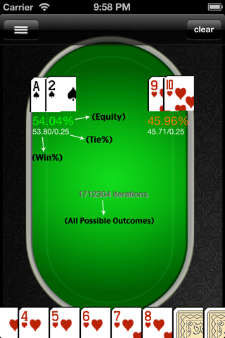 Scoop Odds™ - Best FREE Calculator for Texas Holdem, Omaha, Omaha Hi-Low (Omaha 8) screenshot 2