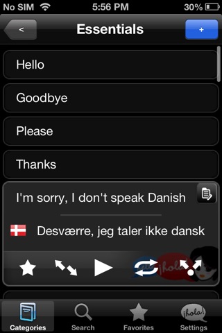 Lingopal Danish LITE - talking phrasebook screenshot 2