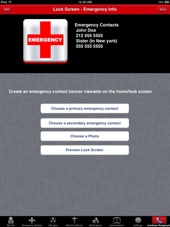 ICE for iPad (In Case of Emergency Info)