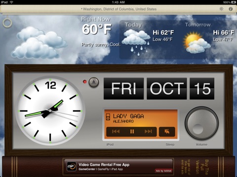 Alarm Clock & Weather HD (Free) - Digital Night Stand for iPad screenshot 2