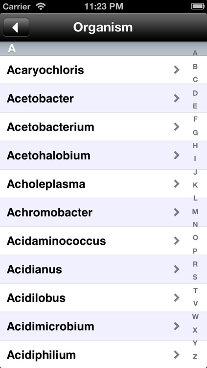 GeneIndex Bacteria