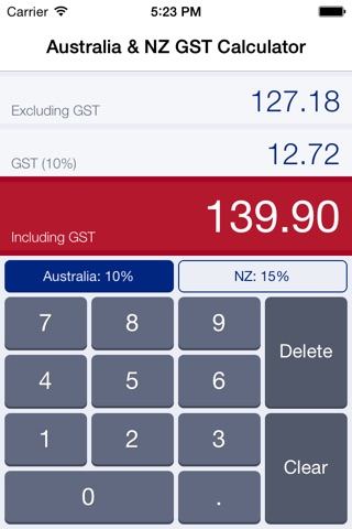 Australia & NZ GST Calculator - easy calculations of Australian and New Zealand Goods and Services Tax screenshot 3