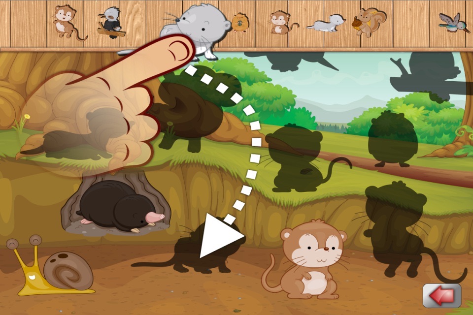 Big Forest Puzzle - free game for toddlers and kids with animals like snakes, bears, frogs ducks, rabbits,  bats, foxes or deers screenshot 2