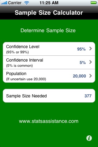 Sample Size screenshot 2