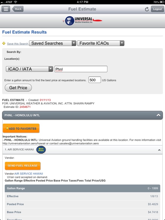 Universal® Mobile Aviation Weather, Flight Planning, Jet Fuel Pricing