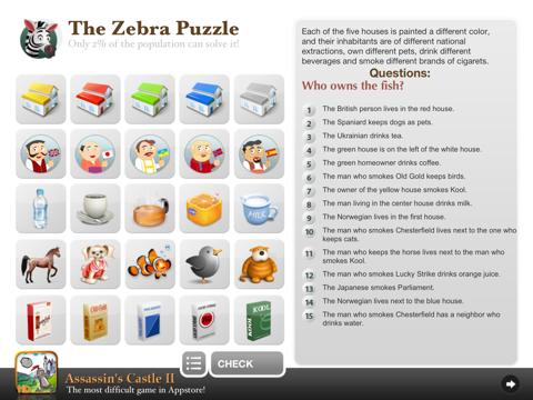 The Zebra Puzzle HD Free screenshot 3